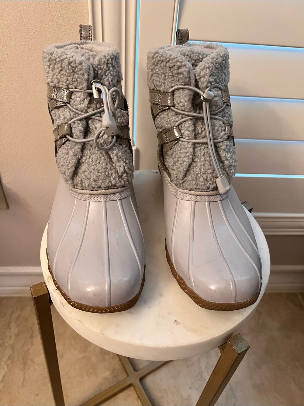 Sperry Light Gray Sherpa Duck Boots - Picture 1 of 8